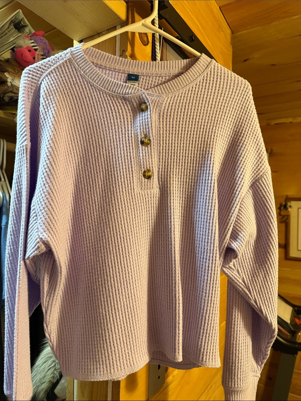 Old Navy Lavender Waffle Henley Top
